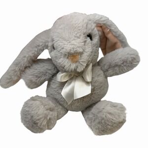 MTY‎ International Grey Pink Bunny Rabbit Plush Stuffed Animal Lovey Bowtie Soft